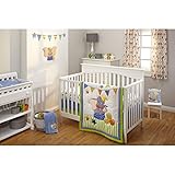 3 PieceホワイトグレーブルーDumboベビーベッド寝具セット、新生児Disney Themed Nurseryベッドセット幼児子かわいい動物ストライプ星Bold Border幾何毛布掛け布団、綿