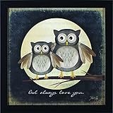 アート効果Owl Always Love You Framed壁アート グレー A15144