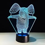 Elephant Cartoon形状3dイリュージョンLEDテーブルランプ夜間ライトUSB 7色スイッチ