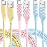 Acbands USB Type C ケーブル 3 本セット 1m【ブルー/イエロー/ピンク各 1 本】 QC3.0 対応 3A 高速充電 高耐久編組ケーブル USB-A to C 【iPhone 15/16/Samsung/Google Pixel 対応】