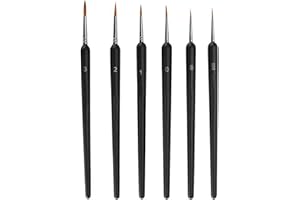 筆 面相筆 水彩筆 グラデーションラインブラシ 6本セット ブラシ オイルブラシ 極細ブラシ 水彩ブラシ 水彩画 水墨画 アクリルブラシ プラスチックモデリングブラシ (ブラック)