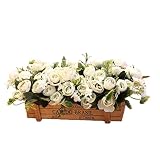 ローズ　薔薇　フェンス式アートフラワー　フラワーアレンジメント　造花　フェイクグリーン　人工観葉植物　飾り付け　装飾品　置物　雑貨　インテリア　可愛い　オシャレ　ひまわり　菊　セット　花器付き