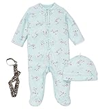 Little Me FootieベビーガールズFooted Sleeper Sleep N Play Hat andテザーフローラル カラー: グリーン