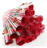 KaguraSuzu ソープフラワー バラ の 花束 プチギフト 粗品 お礼 お返し 石鹸 で出来た 薔薇 2ダース 24本 セット (赤)