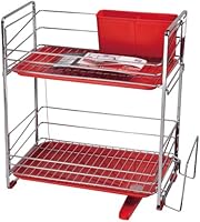 パール金属 シンプルストレージ スリム 水切り ラック 2段 レッド HB-307