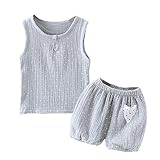 ノンスリーブ ショートパンツ セットアップ ２点セット 上下セット 星柄 綿素材 ガーゼ素材 キッズ ベビー モノトーン 子供服 パジャマ ルームウェア 部屋着 涼しい 夏服 柔らかい 通気性抜群 男