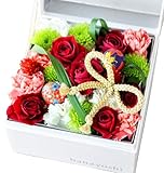 花由 ボックスフラワー hana cube 白箱 【生花】 紅白 フラワーギフト 誕生日プレゼント 女性 結婚祝い お祝い 花