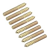 uxcell ハンガーボルト M6×40mm 8本 両端ねじ ノックネジ ダウエルねじ ビス 木製家具用 改修 工事 修理 接合金具