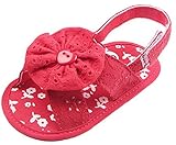 (ラボーグ)La Vogue 可愛い 子供靴 ベビーサンダル スリッパ キッズシューズ 赤ちゃん靴 女の子 お花 モチーフ 新生児 出産祝い 歩行サポート レッド 内寸12.5cm