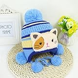 防寒 ニット帽子 女の子 男の子 かわいい防寒帽子 ボンボン付き 2017 新製品 light blue