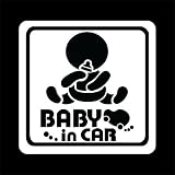 赤ちゃん＆哺乳瓶 BABY in CAR 白 カッティングステッカー ウォールステッカー