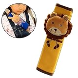 シートベルトカバー クッション コットン シートベルトパッド キッズ シートベルト枕 クッション パッド カバー かわいい 子供 ドライブ 低反発ウレタン 取り付け簡単 軽普通車用 1個入り （ライオ