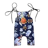 Domybestベビー服 女の子 ロンパース ジャンプスーツ 花柄　ボディスーツ オーバーオール ホルターネック 夏 袖無し 普段着 お出かけ ビーチ 海辺 (100)
