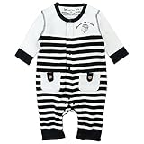 LoveLoveKids(ラブラブキッズ) 綿裏起毛10mm均等ボーダーフィットモンキーオール 70cm /ブラック NO.KK-31-3236