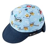 笑顔でおでかけベビー帽子・キャップ（日本製）　アクセル全開はたらく車（ライトブルー）　B19016