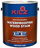 KILZ Exterior Waterproofing Wood Stain, Semi-Transparent, Redwood, 1 gallon [並行輸入品]