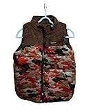 キッズ 子ども 中綿 防寒 ベスト 迷彩 コーデュロイ 切替タイプ (110cm, レッド)