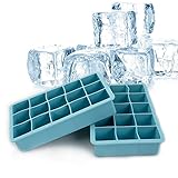 ixaer アイストレー シリコーン製 2個セット 製氷皿 シリコン 15個取り 四角氷 製氷皿 アイス お菓子 ウィスキー カクテル お茶など 飲み物用