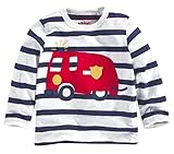 Plus Nao(プラスナオ) カットソー トップス 長袖 ロンT Tシャツ 丸首 子供用 キッズ ジュニア 男の子 子供 可愛い おしゃれ 車 プリント ボ クルマ【ボーダー】 4T