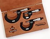 Starrett ST216AXRLZ Digital Outside Micrometer Set, Ratchet Stop, Lock Nut, Carbide Faces, 0-3" Rang