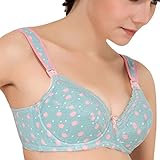 妊婦用品 ブラジャー 授乳 マタニティウェア 竹繊維 ストラップオープン ワイヤー入り 簡単に授乳タイプ！ 水玉柄 グリーン 85C