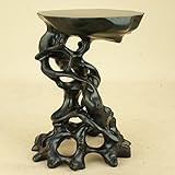 いよじ園 黒檀 天然彫高卓 小品~貴風サイズ [未使用] （盆栽卓 飾卓 花台）