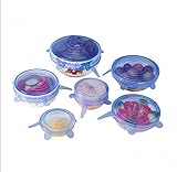 シリコンストレッチLids、Windspeed Set of 6 Kitchen Food Saver Covers – BPAフリー、食洗機、電子レンジ、オーブン、冷凍庫セーフ ブルー