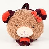 ひつじさん ふわふわ もこもこ キッズ ベビー 用 リュック 可愛い お散歩 お出掛け 茶 x 紫 (リボン赤）