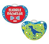 NUK Small Talk Big Button Pacifier, 2 Pack, 6-18 Months, Bachelor/Dinosaur by NUK