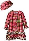 ボニーベビーベビー女の子幼児Printed Plaidフリースコートと帽子セット カラー: オレンジ