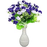 topixdeals 3 Bunchガーデン人工花Mini Fake Rose Bouquetsウェディングホームパーティー装飾、A Bunch of 5分岐と25ヘッド ブルー