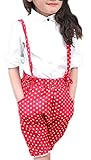 (コ-ランド) Co-land ベビー服 キッズパンツ ハーフ丈 女の子 ドット柄 オーバーオール 子供服 ジュニアズボン 赤ちゃんサロペット ボトムス 女児カバーオール 夏着 レッド サイズ15