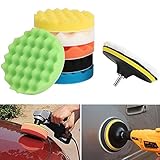 ポリッシャー スポンジ バフ 電動ドリル用 8点セット 洗車 ワックスがけ 研磨 塗装 125mm 150mm 180mm 3サイズ選べる 電動ポリッシャー アダプター パッド 研磨バフ