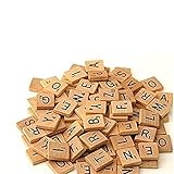 WEISUO 100個のウッドスクラブルタイル-クラフト用スクラブルレターボードゲームレタータイルDIYウッドギフトデコレーション