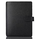 本革 a6 プランナーカバー ペンループカードスロット付き ジッパーポケット パーソナルオーガナイザーカバー ほとんどのA6サイズのプランナーノートブックに対応 (ブラック)