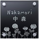 [表札辞典カタログ掲載] ガラス+アルミ表札　グレース-15　★名入れ文字のみ変更可