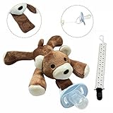 Vonisa Baby Pacifier Stuffed Animal Pacifier Holder Set Detach Baby Pacifiers Holder Clip Soft Silic