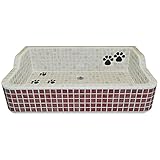 デザインタイルおしゃれ流し台 肉球にキュン！ 足あと柄(黒) ペット御用達？ ガーデンシンク Ｌサイズ