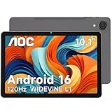 【最新Android 16搭載·AOC M10タブレット】10インチHD IPSディスプレイ 120Hz高リフレッシュレート|WidevineL1認証|450nit高輝度|8コアT7200プロセッサー|6000mAh大容量バッテリー|8mm超薄メタルボディGPS·顔認証·分割画面·Cast投影·デュ