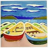 行ボート装飾セラミック壁アートタイル8 x 8