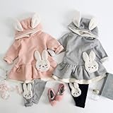 【RIRORA】 うさぎがたくさん上下セット [ピンク/グレー] 女の子・一番かわいい服・大人気アイテム・誰よりもおしゃれに・ベビーファッション (11 (115-125cm), ピンク)