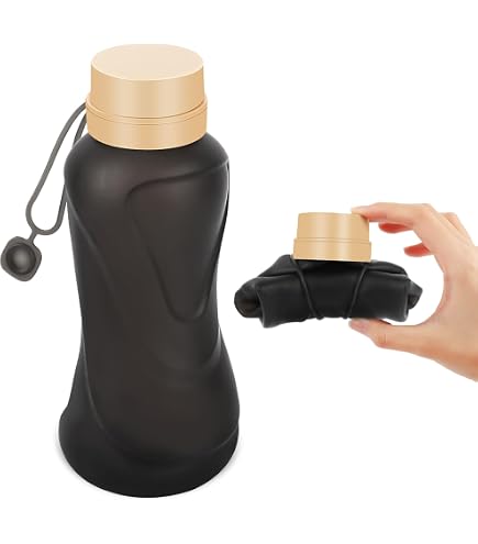 Baderke Collapsible Silicone Water Bottle - 17oz (500ml) Reusable & Foldable, With Portable Buckle For Travel, Camping, Hiking
