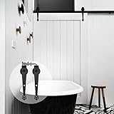 ccjh crown-shaped国クラシックスチールスライドバーン内部ドアハードウェア – ブラックfor Singleドア 4FT ブラック A00SBH