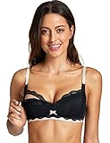 MOMANDA レディース レース ノーワイヤー フールカップブラ マタニティブラジャー 授乳ブラ ブラック G75(34F)