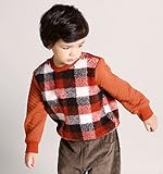 (チェリーレッド) CherryRed ベビー 子供服 男の子 防寒対策 綿服 スウェット Tシャツ 厚手 裏毛 チェック 暖かい 遊び着 通学 普段着 通園 120 ホワイト