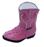 Kids Baby Crocodile Print Genuineレザーカウボーイブーツ カラー: ピンク