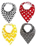 MKONY Baby Bandana Drool Bibs with 2 Snaps,spots & colorful set,Soft Absorbent Cotton, Cute Baby Gif