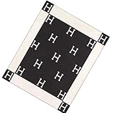 HERMES エルメス　ブランケット　Avalonアヴァロン カシミア　ウール　ブラック H102668M 53　ランダムH柄　ビーチ　おくるみ [並行輸入品]