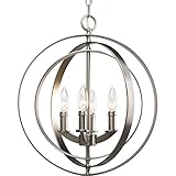 Progress Lighting P3827-126 4-Light Sphere Foyer Lantern with Pivoting Interlocking Rings, Burnished