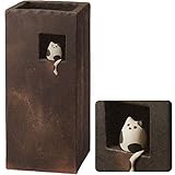 信楽焼 しがらき物語 小窓ねこ角型傘立(全高45cm×全幅20cm)